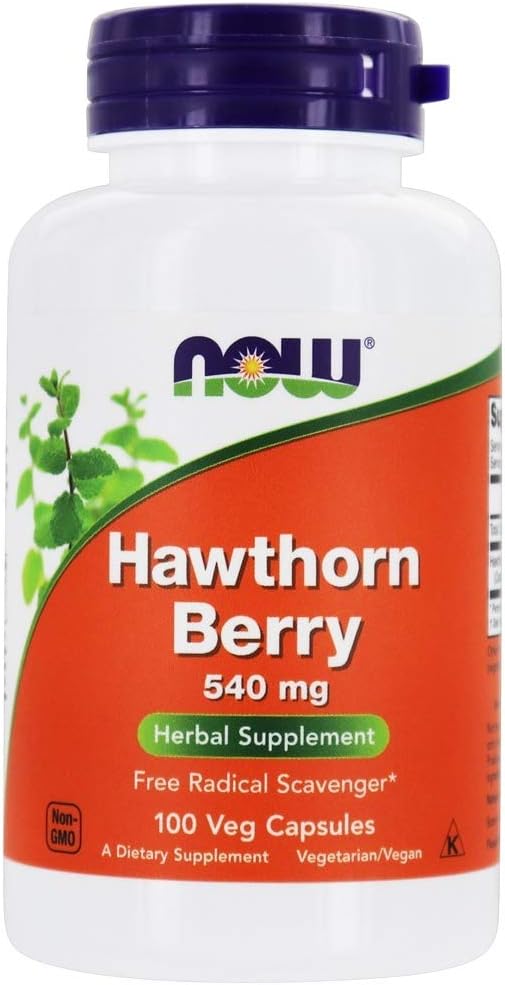 NOW Hawthorn Berry 540mg, 100 Veg Capsules (Pack of 4)