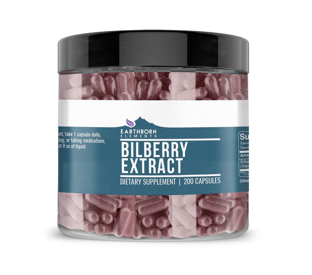 Earthborn Elements Bilberry Extract 200 κάψουλες, καθαρό & μη αραιωμένο, χωρίς πρόσθετα