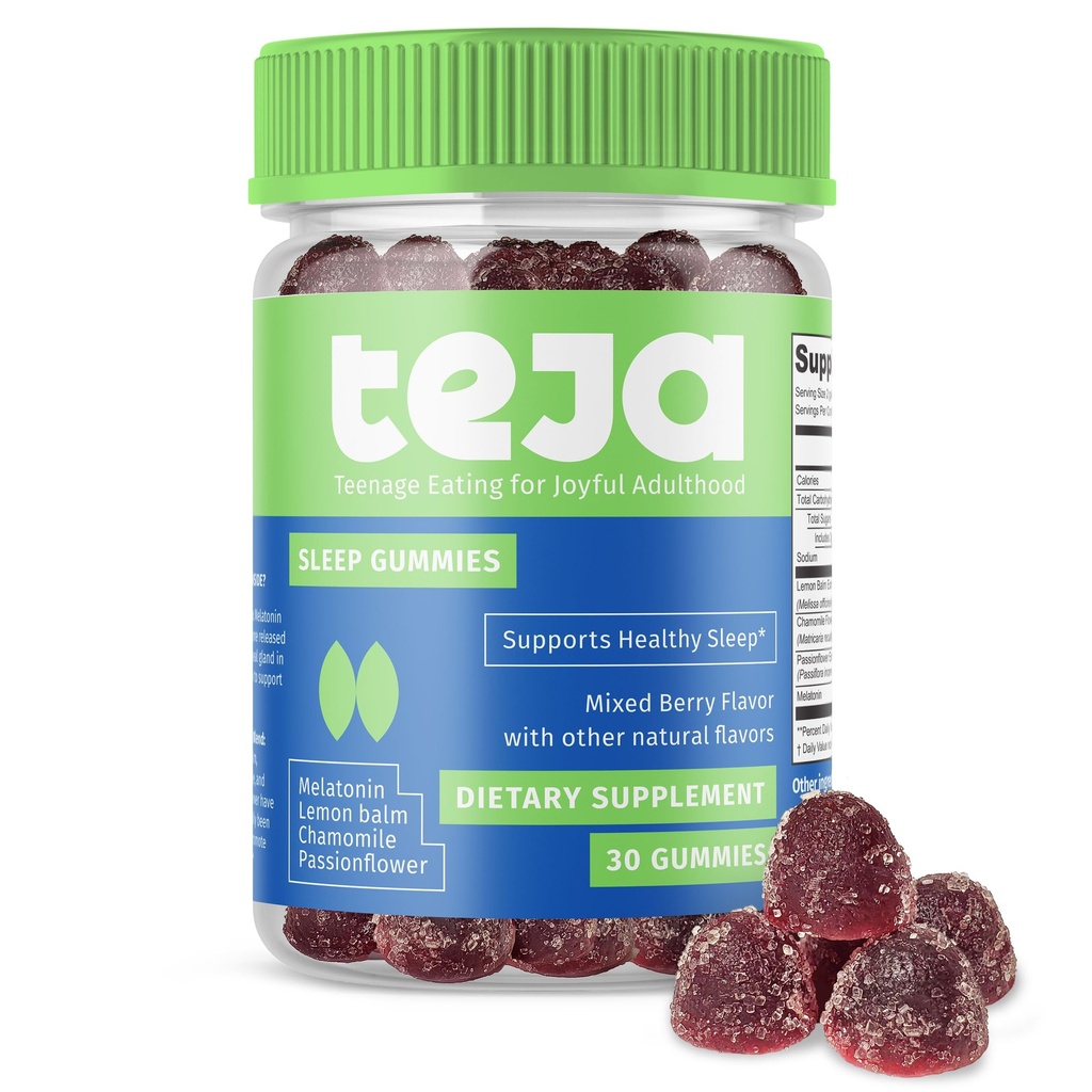TEJA Gummies Υποστήριξη ύπνου για εφήβους και ενήλικες, 0,3mg Μελατονίνη Μασώμενη Gummy, Μελατονίνη Μασώμενα, 30 Gummies
