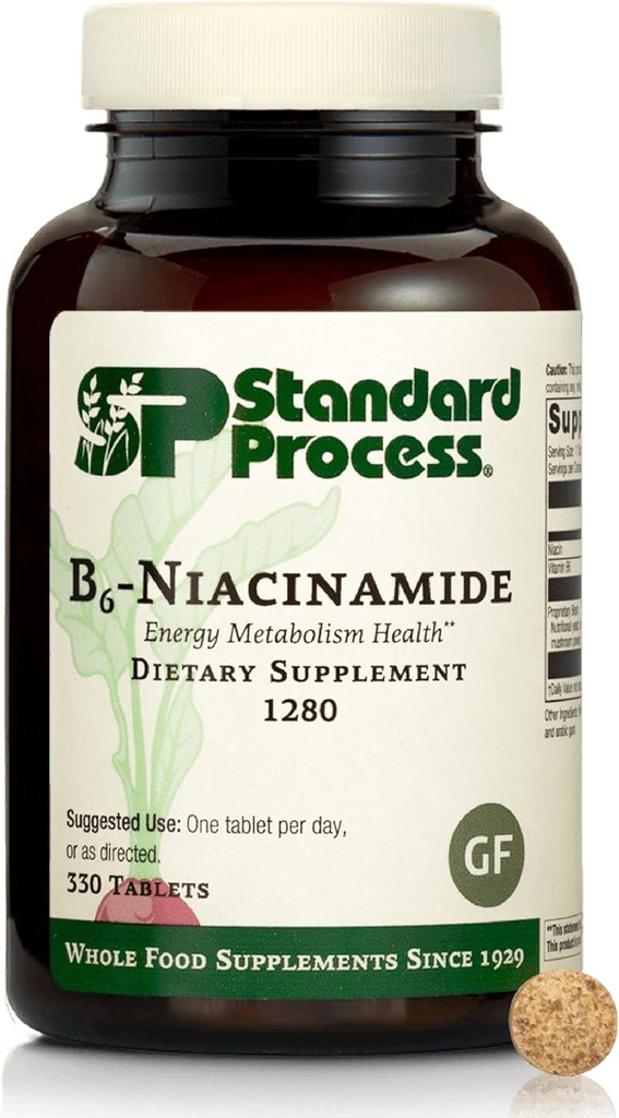 Τυποποιημένη διαδικασία B6-Niacinamide - Υποστήριξη Ενέργειας Μεταβολισμός & Υγεία της Καρδιάς - Βοηθήματα Digestive & Περιφρακτικά Συστήματα Αίματος - Χωρίς γλουτένη, Μη Dairy & Μη-Σόγια - 90 δισκία (90 Services)