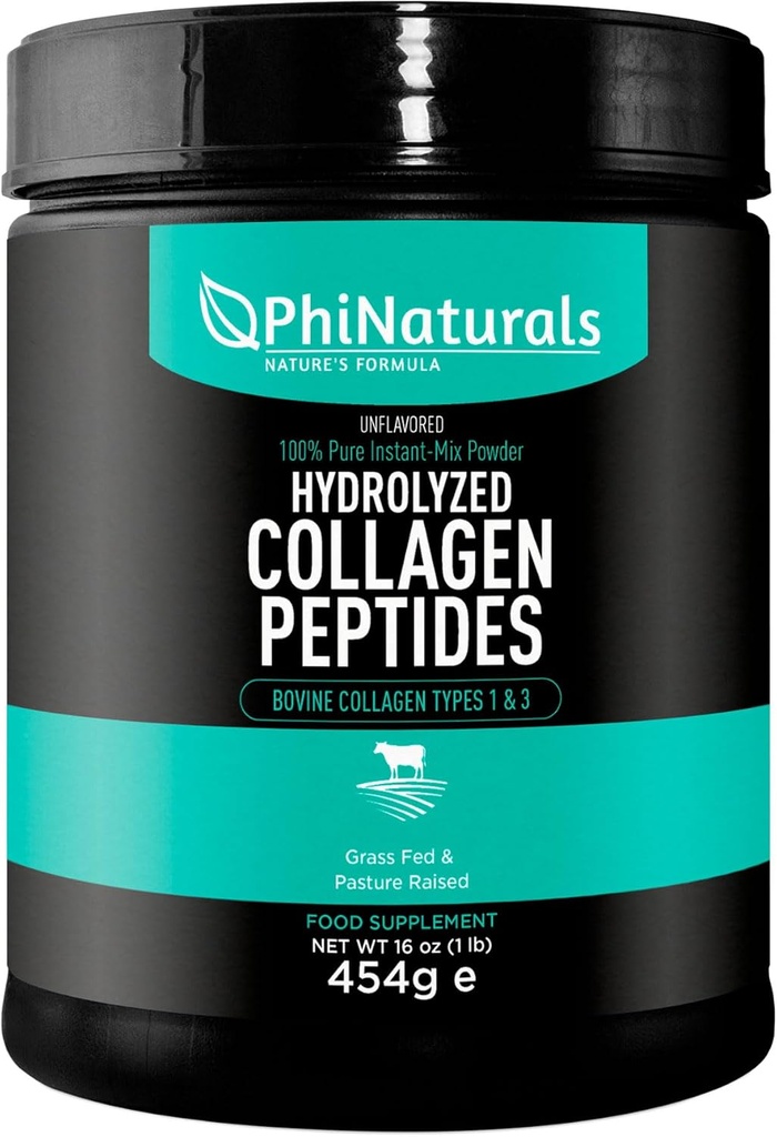 PhiNaturals Hydrolyzed Collagen Peptides Powder (unflavored) for Women and for Men - Grass Fed Bovine Beef Collagen