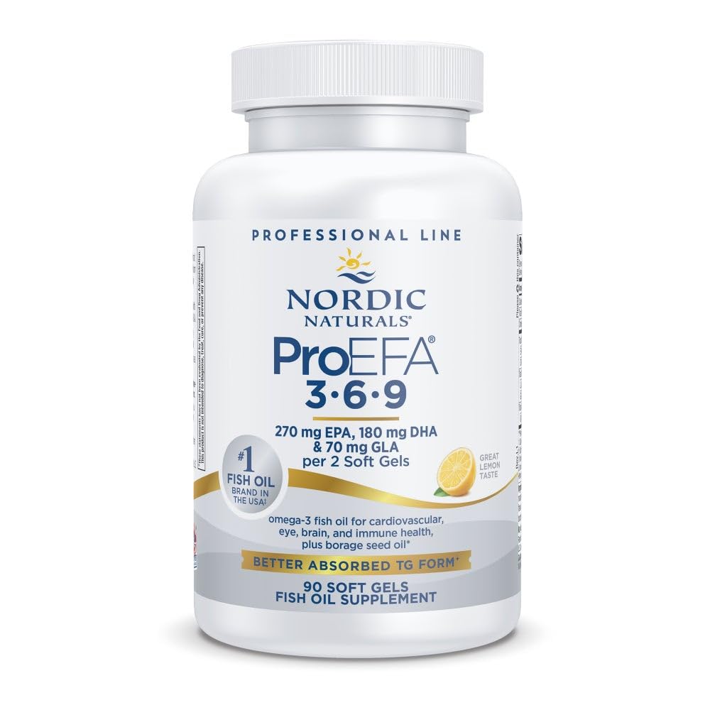 Nordic Naturals ProEFA 3-6-9, Lemon Flavor - 90 Soft Gels - 565 mg Omega-3 - EPA & DHA με Προστιθέμενη GLA - Υγιές Δέρμα, Γνωστική, & Θετική Mood - Μη-GMO - 45 Μερίδες