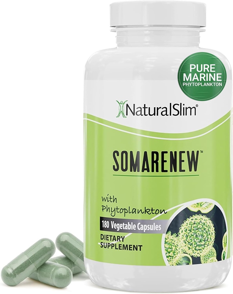 Somarenenew Μεταβολισμός Booster, Gut Cleanse, Energy Support & Full Body Cleanse Supplement with Marine Phytoplankton (Omega 3) & Black Fulvic Acid Superfood - 180 κάψουλες λαχανικών