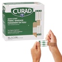 CURAD Quick Strip Fabric Adhesive Sterile Bandages with Fast Application, 3/4" x 3", Box of 100