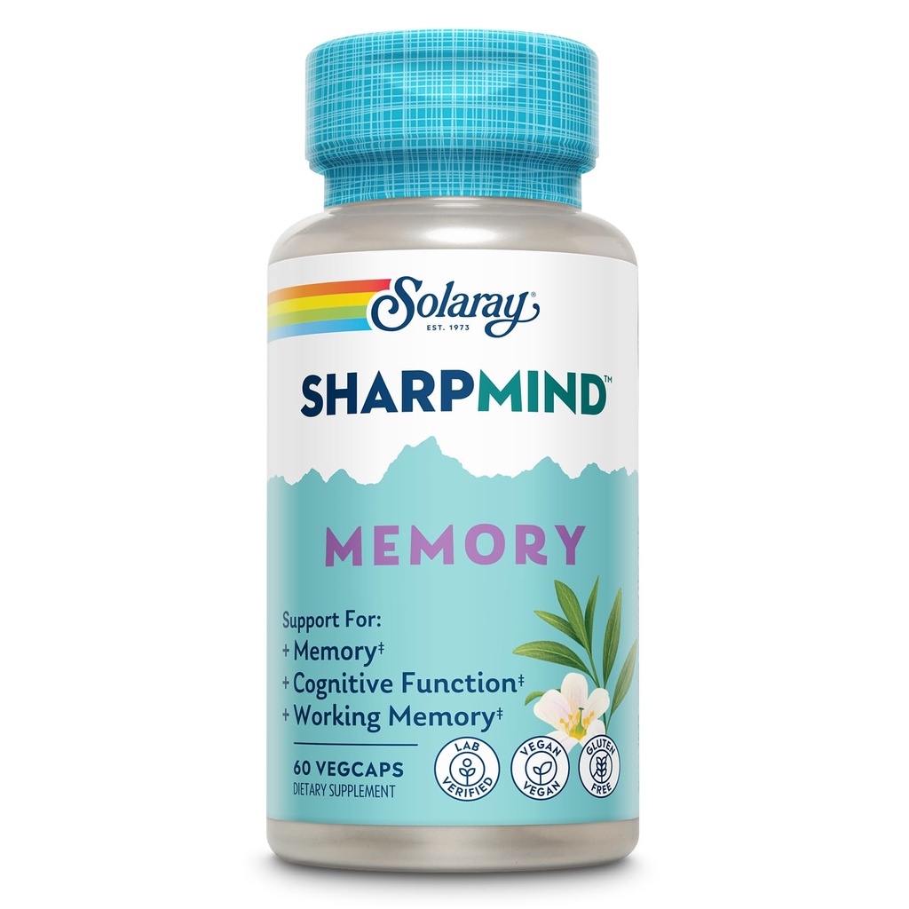 SOLARAY SharpMind Formula μνήμης - Συμπληρώματα εγκεφάλου για τη μνήμη και την εστίαση - Cognivia, Gotu Kola & Chaga Mushroom συμπλήρωμα - Ginkgo Biloba Εναλλακτική - 60-Ημέρες Εγγύηση - 30 Υπηρεσίες, 60 VegCaps