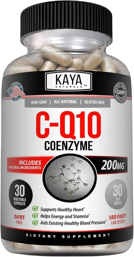 Kaya Naturals - CoQ10 Power Antioxidant Supplement - Aids in Heart Health and Immune Function - Restores Daily Cellular and Energy Production - 30 Veggie Capsules Co-Q10