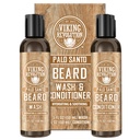 Viking Revolution Beard Wash and Beard Conditioner for Men with Argan Oil and Jojoba Oil - Beard Αποσκληρυντής και ενισχυτής Beard Care Σαμπουάν και Conditioner με Ginseng Root (5oz, Palo Santo)