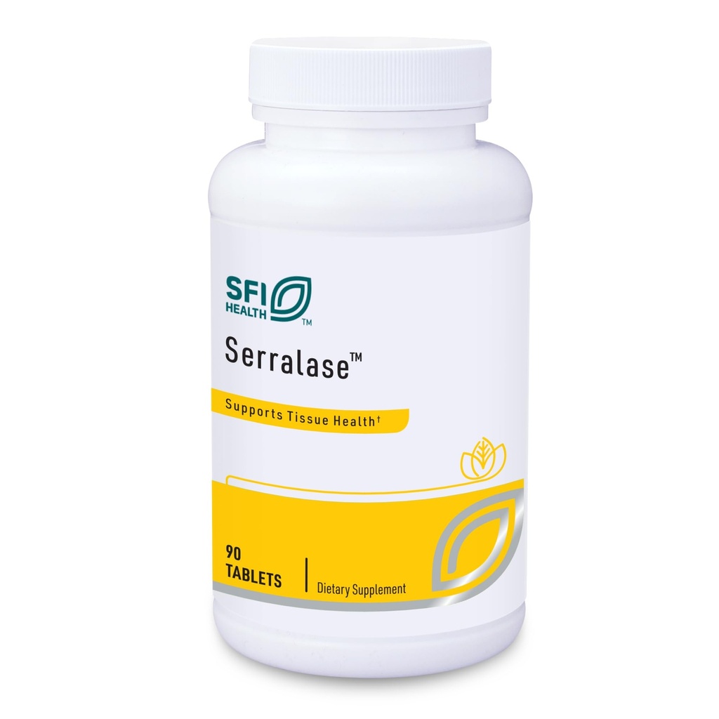 Klaire Labs SFI Health Serralase - Χορτοφαγικό Πρωτολυτικό Ένζυμο Μείγμα με Serratia Peptidase & Bromelain για Digetion, που προέρχεται από την Παπάγια & Ανανά, Hypoallergenic (90 Enteric Coated Tablets)