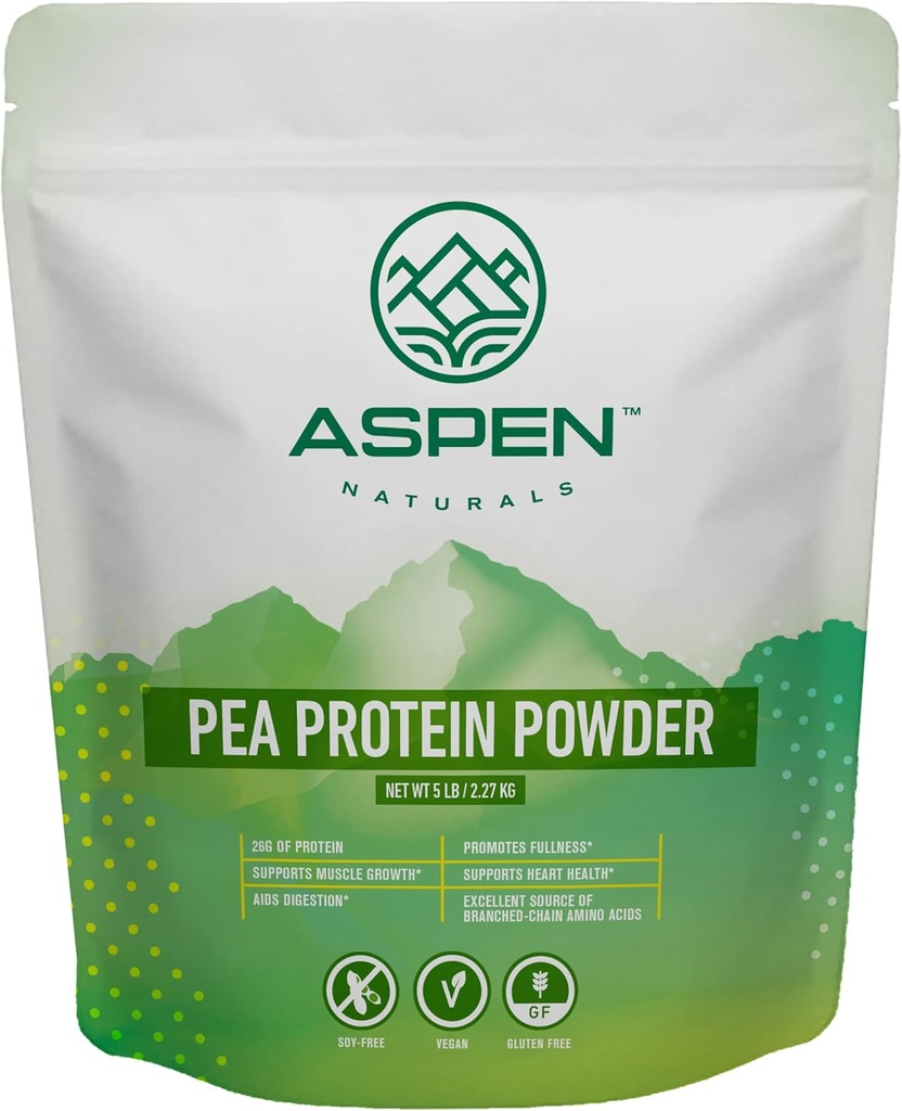 Aspen Naturals Pea Protein Powder 5 Lb – μυϊκή ανάπτυξη, πήδημα, πληρότητα και υποστήριξη υγείας καρδιάς 