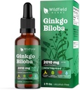 Ginkgo Biloba Extract Drops Liquid 2000mg (Ginkgo biloba L.) Βότανο συμπλήρωμα Απορροφά καλύτερα από κάψουλες, 1 μήνας προμήθεια, 84 μερίδες, Αλκοόλ-ελεύθερο Βάμμα - 2 Oz, συσκευασία του 1