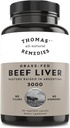 Thomas' all-natural Remedies Grassfed Beef Liver Supplement, 3000mg συμπλήρωμα στήριξης ήπατος, πάστα που αυξάνεται στην Αργεντινή, μη ΓΤΟ & ορμονών δωρεάν (180 Caps)