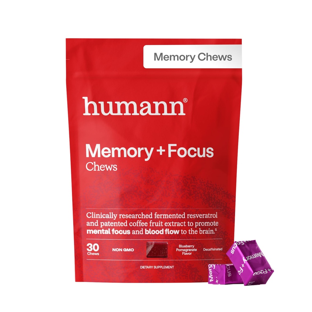 HumanN SuperBeets Συμπληρώματα εγκεφάλου για τη μνήμη και την εστίαση μάσημα, ψυχική εγρήγορση, κλινικά Σπουδές Nootropics, Resveratrol συμπλήρωμα Plus Beet Root σκόνη, βατόμουρο Ρόδι Γεύση, 30 Count