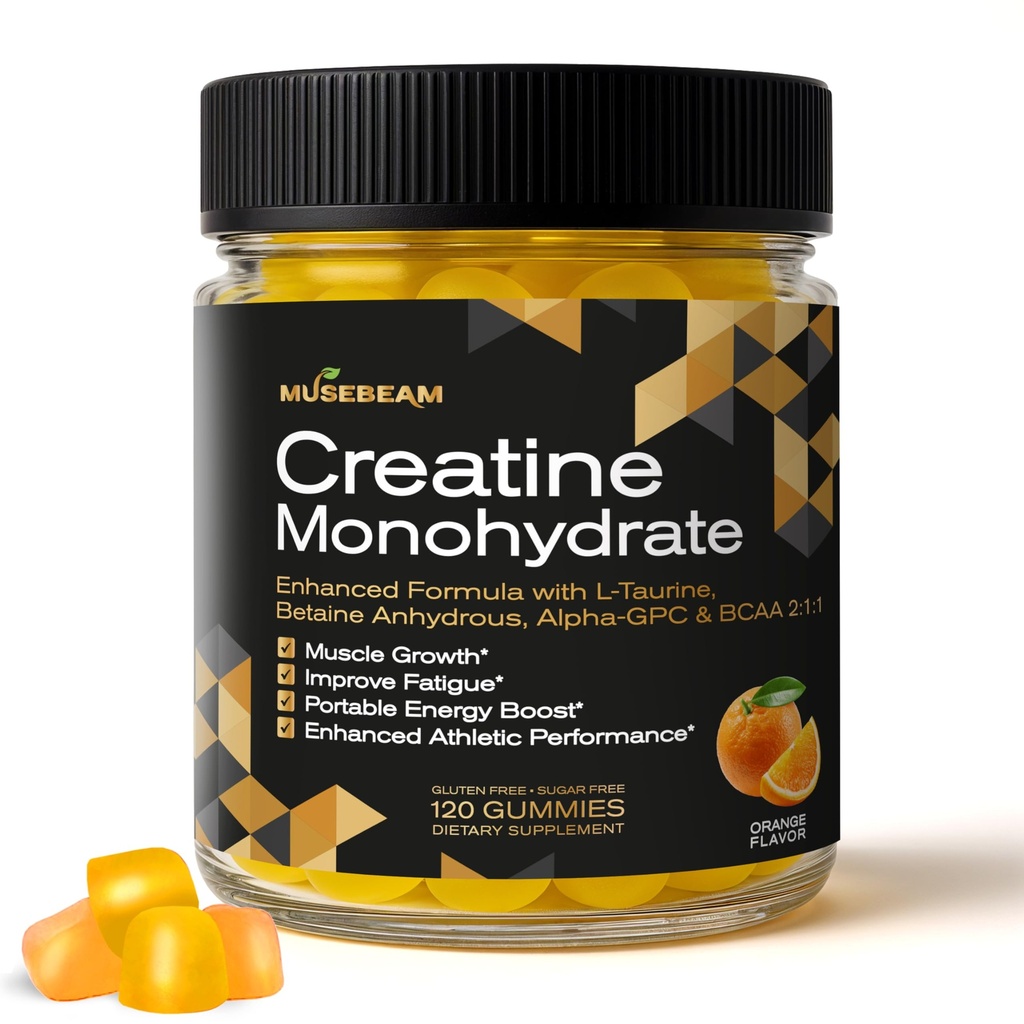 Creatine Monohydrate 5000mg συμπλήρωμα Gummies - με L-Taurin Betaine Anhydrous Alpha-GPC BCAA 2:1:1 - Χωρίς ζάχαρη Γλουτένη για άνδρες γυναίκες
