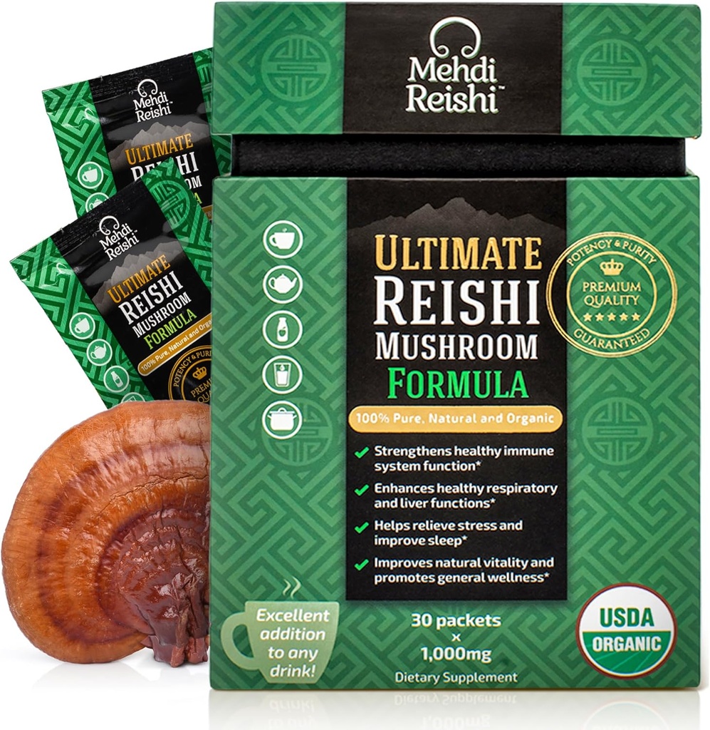 Ultimate Reishi Mushroom Formula – 30 Servings –100% Pure, Premium and Organic Reishi Extract and Spores Powder - Ganoderma Lucidum, Lingzhi - High Potency Powder (30 Grams)