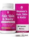 1 Body Hair Skin and Nails Vitamins with Biotin – Hair Growth Supplement for Women & Men with 26 Vitamins, Minerals & Herbal Extracts – Stronger Hair, Healthy Skin & Nails – 60 Vegan Capsules