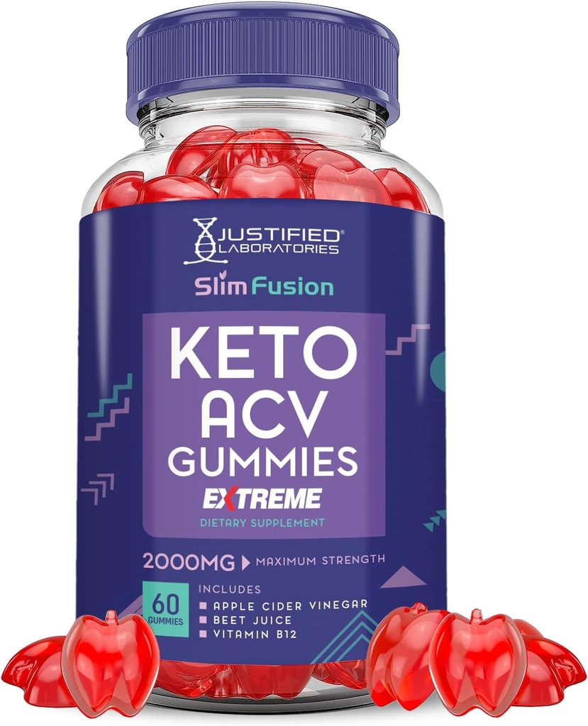 Slim Fusion Keto ACV Gummies Extreme 2000MG Advanced Slimfusion Keto Gummies Apple Cider Vinegar Formed with Ρόδι σε σκόνη χυμού τεύτλων B12 Vegan Non GMO 60 Gummys