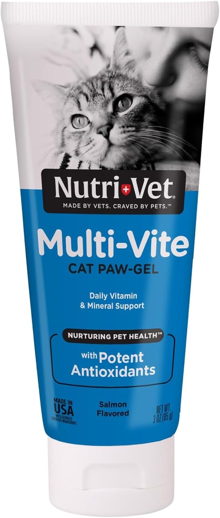 Nutri-Vet Multi-Vite Paw Gel for Cats, Daily Vitamin, Kitten Supplies, Immune Support, Cat Vitamin, Potent Antioxidants, Multi-Vitamin Paw Gel, Senior Feline Supplements, 3 oz