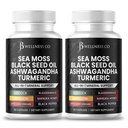 Sea Moss Black Seed Oil Ashwagandha Turmeric Bladderwrack Burdock - με Manuka, Honey Dandelion, ACV Μαύρο πιπέρι Γλουτένη Δωρεάν- 120 κόμης