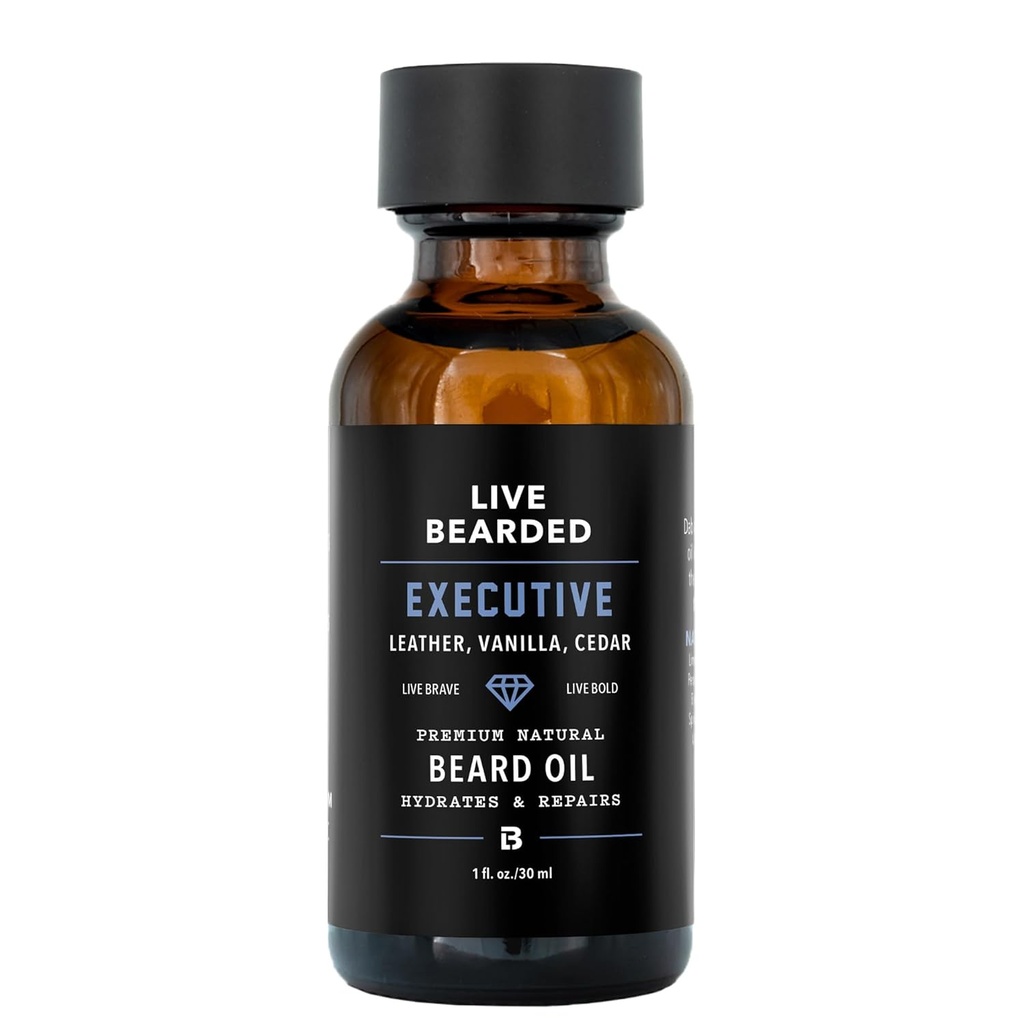 Live Bearded Beard Oil, 1 fl oz - Premium All-Natural Jojoba - Made in the USA - Περιποίηση μαλλιών και δέρματος για άνδρες με ξηρή, Flaky Patches 