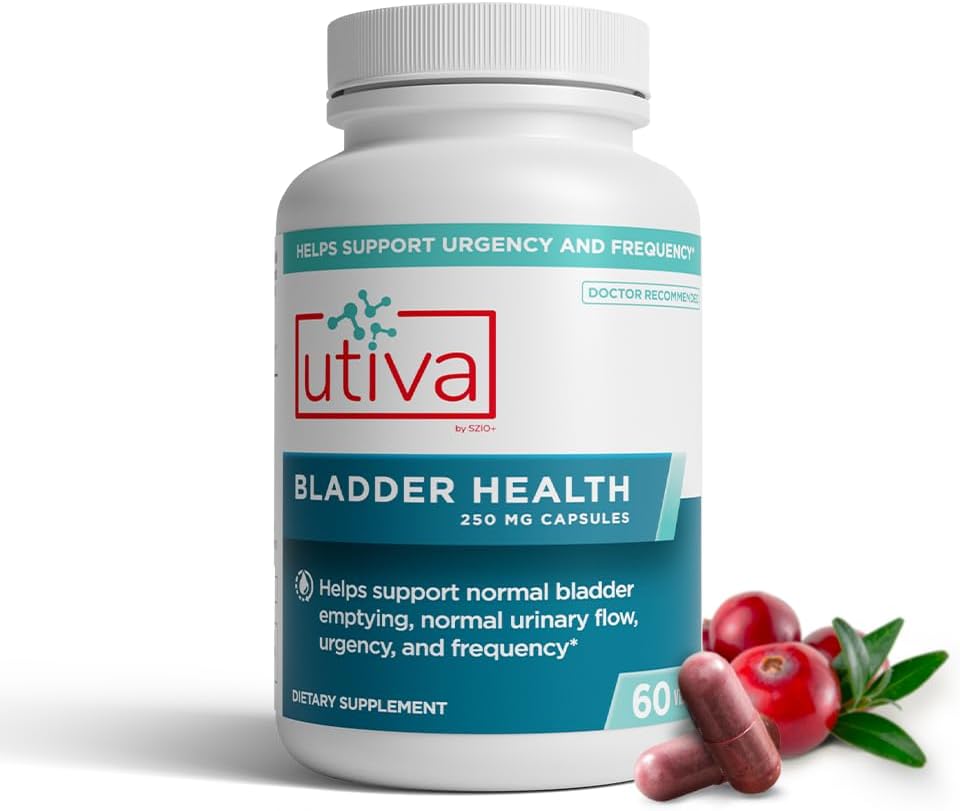 Szio+ Utiva Bladder Health - Control Supplement for Overactive Bladder and Lower Urinary Tract Health - Clinically Proven to Reduce Frequency and Urgency - 60 Capsules