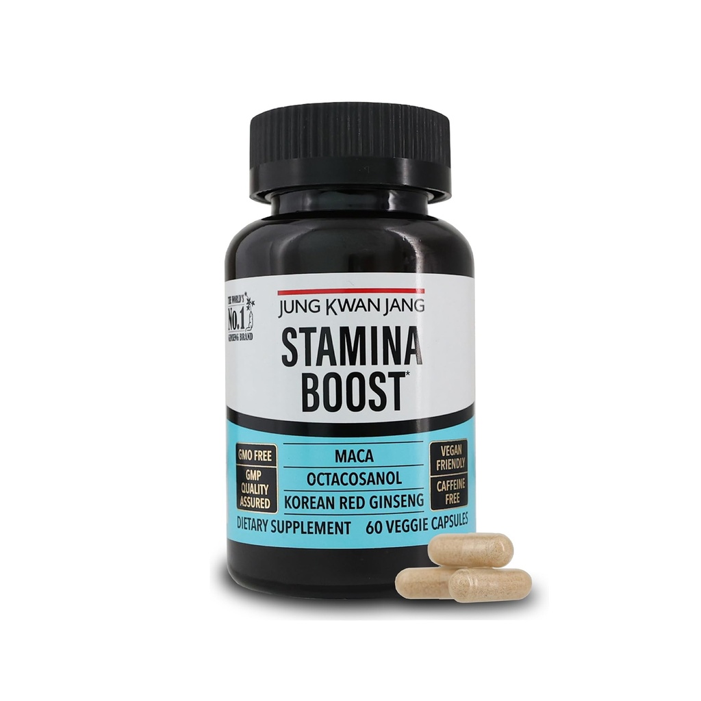 JungKwanJang Ανδρική Σταμίνα Boost με Κορεάτικα Red Ginseng, Maca, και Octacosanol για Ανδρική Υγεία και Ενέργεια Συμπλήρωμα, 60 κάψουλες