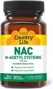 Country Life N-Acetyl Cysteine (NAC) 750 mg – Premium Liver Support and Lung Health Supplement – Ισχυρή Αντιοξειδωτική Προστασία, Αποτοξίνωση του ήπατος & Καθαρισμός, Ανοσοποιητική Υποστήριξη, 30 Καψάκια Χορτοφαγικής