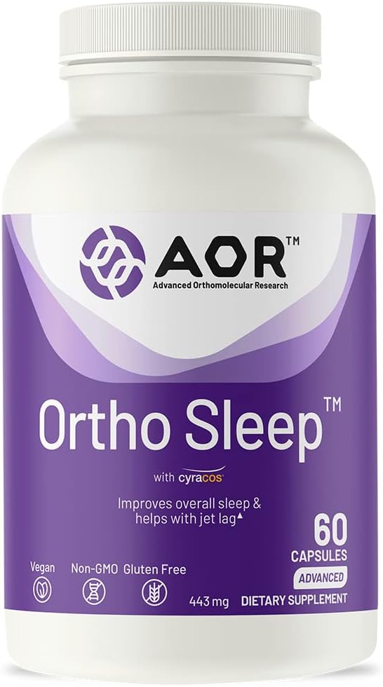 AOR, Ortho Sleep, Βελτιώνει τον συνολικό ύπνο και βοηθά με Jet lag, Φυσικό συμπλήρωμα με GABA, μελατονίνη, L-Θεανίνη, Vegan, 30 εξυπηρετούν (60 κάψουλες)