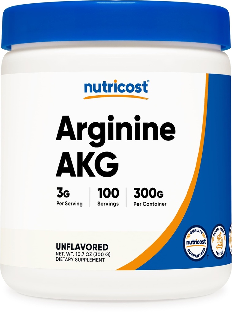 Nutricost Arginine AKG Powder 300 Grams (AAKG) - 3G Per Serving & 100 Servings - Pure Arginine Alpha Ketoglutarate