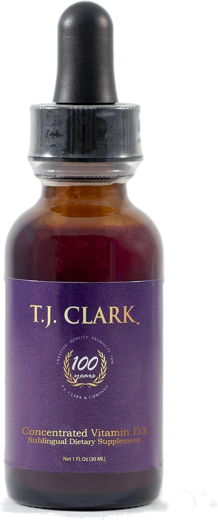 Υγρή βιταμίνη D3 125mcg / 5.000 IU, 1 fl. oz. Συμπυκνωμένο υπογλώσσιο συμπλήρωμα διατροφής, TJ Clark, γυάλινο σταγονόμετρο