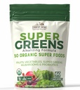 Χώρα Αγροκτήματα Super Greens Φυσική Γεύση, 50 Βιολογικά Super Foods, USDA Βιολογικό Μείγμα Ποτού, Φρούτα, Λαχανικά, Σούπερ Πράσινοι, με Ίνες, Μανιτάρια & Προβιοτικά, Υποστηρίζει Ενέργεια, 60 Υπηρεσίες, 900g
