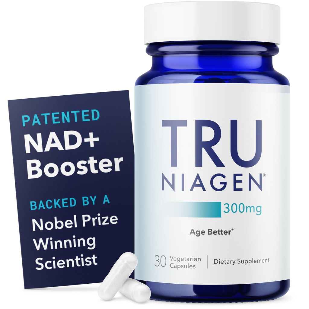 TRU NIAGEN Patented NAD Supplement for Brain Function, Anti Aging & Cell Regeneration, 300mg Niagen, 30 Servings | Supports Cellular Energy, Muscle | Nicotinamide Riboside (NR) Take 1 Daily | 1 Bottle