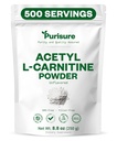 Purisure Acetyl L-Carnitine Powder, 250g, ALCAR Powder, Amino Acid Supplement, Acetyl L-Carnitine Supplement for Better Cognative Performance and Muscle Endurance, Gluten Free, Non-GMO, 500 Servings