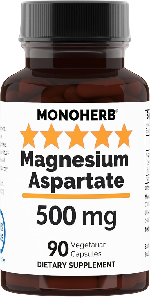 Magnesium Aspartate 500 mg per Capsule - 90 Veg Capsules