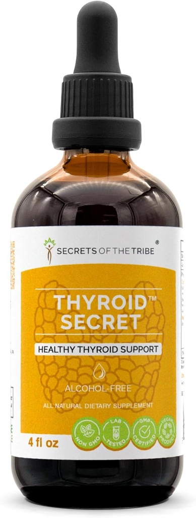 Μυστικά της Φυλής - Thyroid μυστικό, Υγιεινή Θυρεοειδή υποστήριξη, φυτικό συμπλήρωμα Blend σταγόνες αλκοόλ-ελεύθερο υγρό εκχύλισμα (4 fl oz)