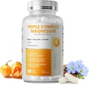 Triple Magnesium Complex - Μαγνήσιο Glycinate, Taurate & Malate συμπλήρωμα με Omega3, Ashwagandha, GABA για τον ύπνο, την καρδιά του εγκεφάλου και τους μυς Υποστήριξη - Υψηλή απορρόφηση και απαλή, Vegan, 120 κάψουλες