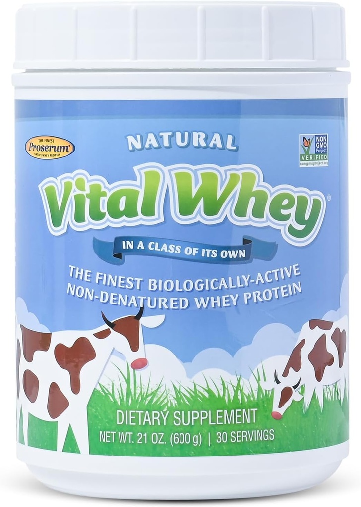 Grass-Fed Whey Protein Powder for Immune Vitality, Natural Flavor 600g (30 Servings), 15g Protein Per Serve, Vital Whey, Clean Holistic, Wellness Nutrition
