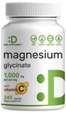 Γλυκινικό μαγνήσιο 500mg ανά καψάκιο (1000mg ανά Σερβίρισμα) Συν βιταμίνη C, 240 κάψουλες – 100% Χηλικές για Εύκολη Απορρόφηση – Ουσιαστικό Συμπλήρωμα Ορυκτού
