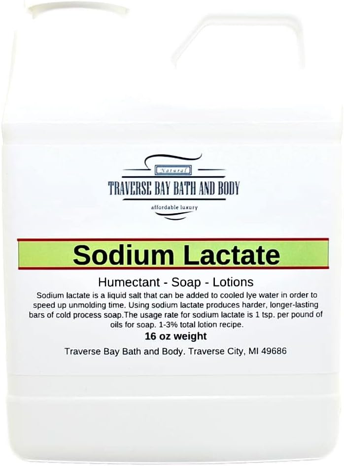 Traverse Bay Bath and Body Νάτριο γαλακτικό, 16 oz, Συσφραγισμένο δοχείο ασφαλείας. 60% συγκέντρωση Φυσικό συντηρητικό USP στις ΗΠΑ