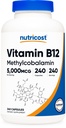 Nutricost Vitamin B12 (Methylcobalamin) 5000mcg, 240 κάψουλες - Χορτοφαγικά κάψουλες, μη ΓΤΟ, συμπλήρωμα χωρίς γλουτένη B12