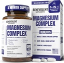 Magnesium Complex Supplement, 4 Month Supply of 500mg 5-in-1 Bisglycinate, Oxide, Taurate, Aspartate, Citrate, Max Absorption Magnesium Supplement for Calm, Sleep & Leg Cramps, 120 Capsule