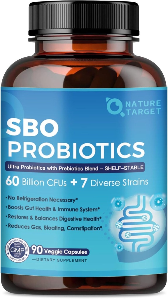Probiotics for Women & Men Digestive Health，60 Billion CFUs Spore Probiotics with Prebiotics for Immune, Gut Health, SBO Probiotic Support Occasional Constipation, Gas & Bloating, 90 Veggie Capsules