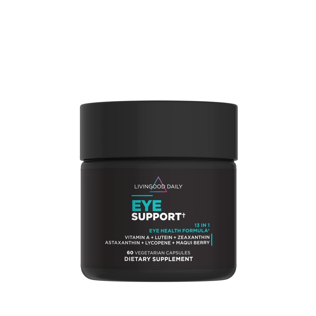 Livingood Daily Eye Support, 13-in-1 Συμπλήρωμα Οράματος με Λουτεΐνη, Ζεαξανθίνη, Ασταξανθίνη, Βιταμίνη Α, Λυκοπένιο, Μακί Μπέρι & Περισσότερα, Προάγει Υγιή Μάτια, Προστασία Μπλε Φωτός, Vegan, 60 Κάψουλες