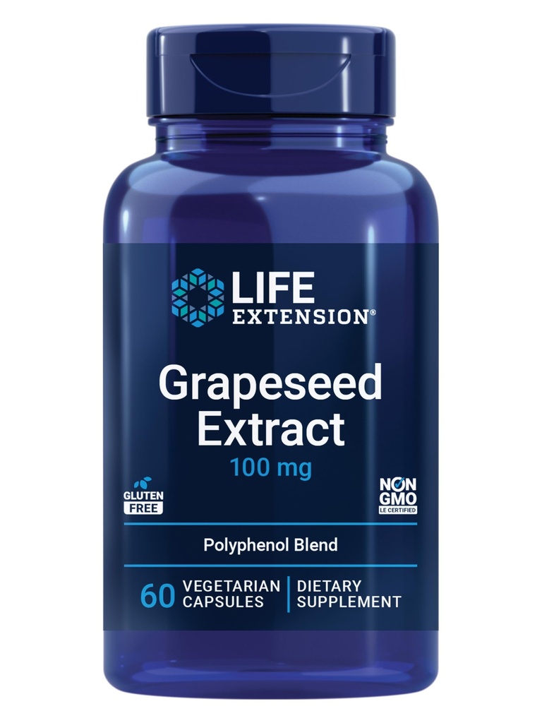 Life Extension Grapeseed Extract, Βιταμίνη C, Ασβέστιο, ρεσβερατρόλη, πολυφαινόλες, Καρδιαγγειακή Υγεία, αντιοξειδωτική Προστασία, Χωρίς γλουτένη, Μη ΓΤΟ, Χορτοφαγικά, 60 κάψουλες