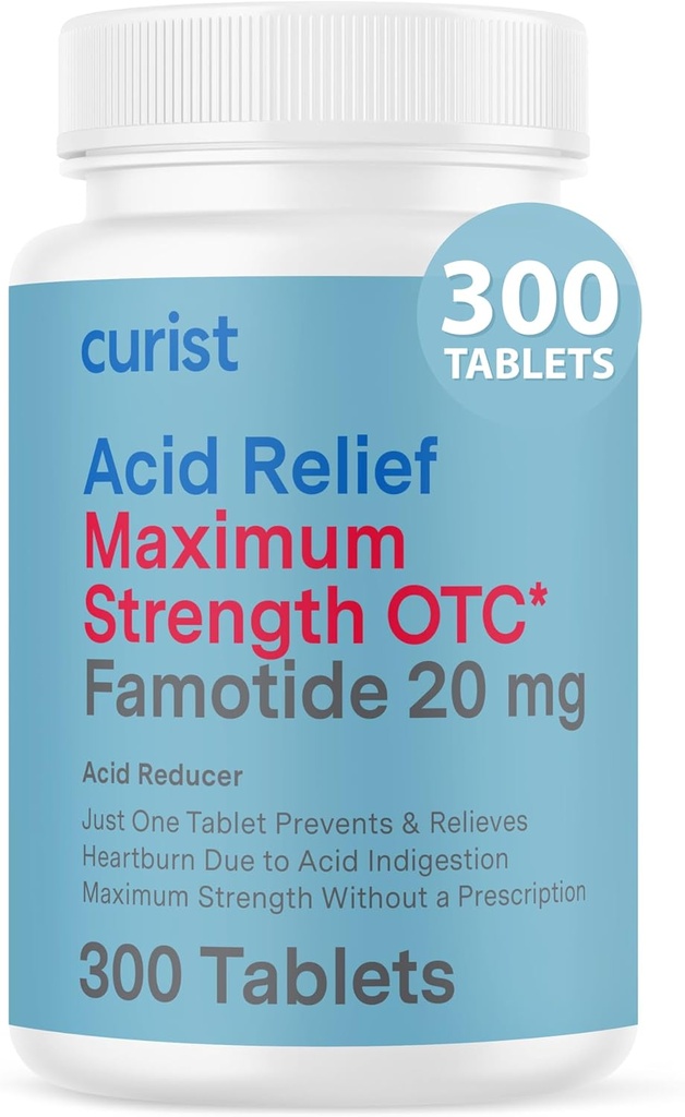 Curist Famotidine 20mg Bulk Pack (300 Count Tablets) Acid Reflux Medicine for Heartburn Relief - OTC Maximum Strength Stomach Acid Reducer - Αντιοξειδωτικά δισκία για δυσπεψία Heartburn Relief