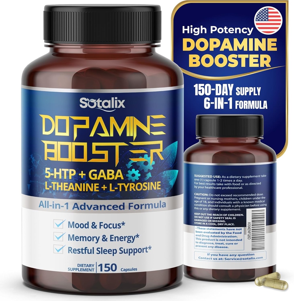 5-HTP + GABA με L-Θεανίνη + L-Τυροσίνη - Mood & Focus, Memory & Energy, Restful Sleep Support - USA Made & Tested (Προμήθεια 150 ημερών (Pack of 1))