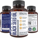 Premium Black Cumin Seed Oil Capses - Virgin Cold Pressed Nigella Sativa Black Seed Oil Pills - Συμπλήρωμα Υποστήριξης Ανοσοποιητικού - Ωμέγα 3 6 9 Βιταμίνη Ε Μαύρος Σπόρος για Καρφιά Δέρμα μαλλιών 1000 mg p/Serving