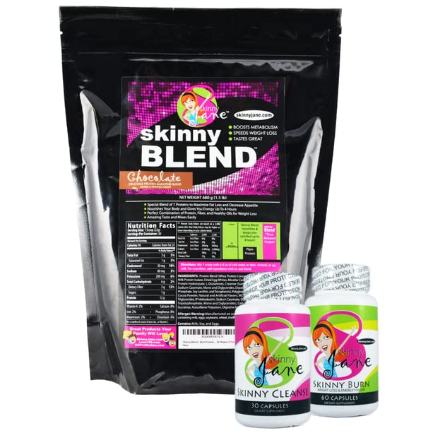 Best Weight Loss Kit, Quick Slim Kit, Diet Kit, Best Tasting Protein Shakes for Women, Appetite Suppressant Fat Burner Diet Pills, Cleanse and Detox, Fast Weight Loss, Skinny Jane - Chocolate