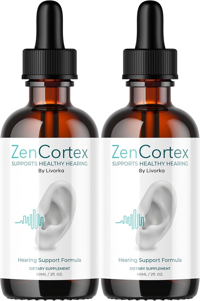 LIVORKA ZenCortex σταγόνες, υγρό συμπλήρωμα για την υγεία του αυτιού, υποστηρίζει υγιή ακοή, 2 μπουκάλια για 60 ημέρες - πακέτο των 2