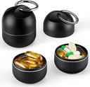 Zannaki Μικρό Φορητό Μονό κουτί χαρτοκιβωτίων - Metal Daily Travel Pill Organizer Case, Αδιάβροχο μπουκάλι θήκης χαπιών, Χαριτωμένη ιατρική Carrier συμπλήρωμα βιταμίνης για Pocket ή Purse, μαύρο