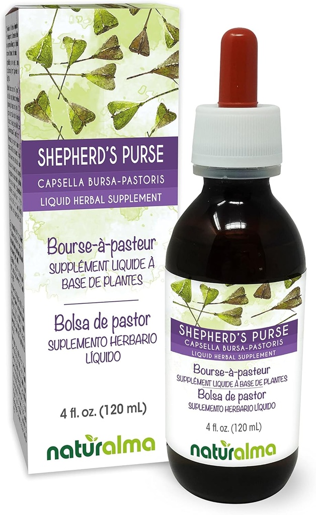 Naturalma Shepherd's Purse (Capsella Bursa-pastoris) βότανο Βάμμα Χωρίς αλκοόλη - 4 fl oz Liquid Extract in Drops - φυτικό συμπλήρωμα - Vegan
